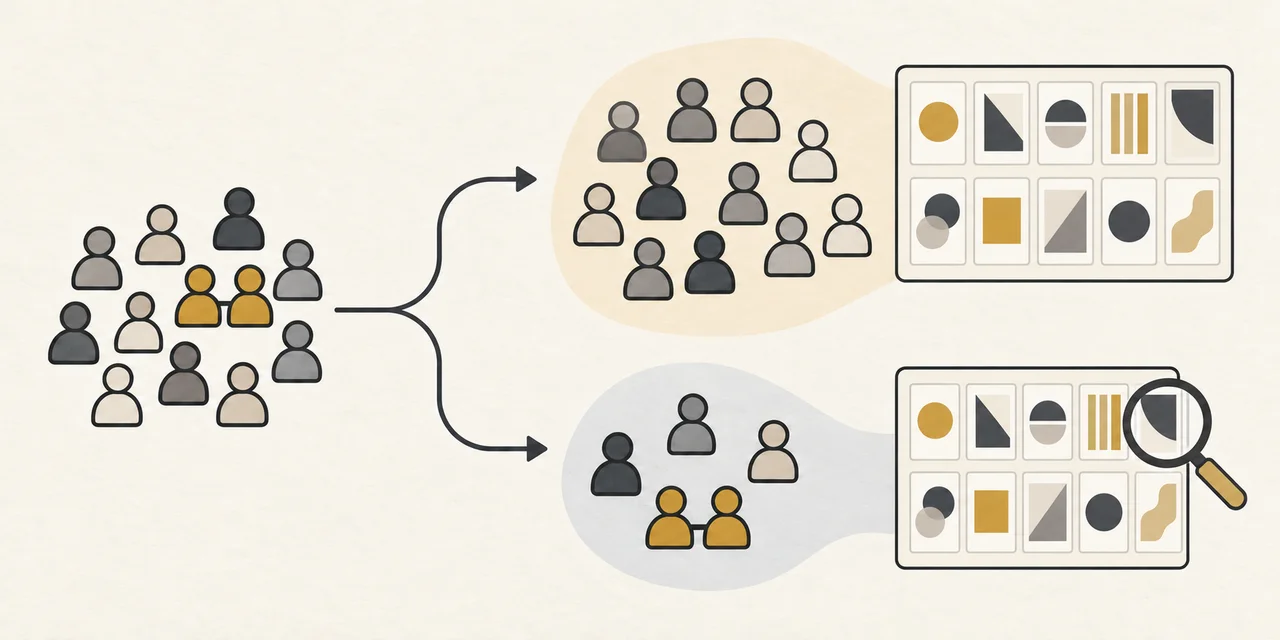 A participant pool branches into separate training and evaluation groups. A linked pair stays together in the evaluation group; each group is paired with ten abstract book cards.