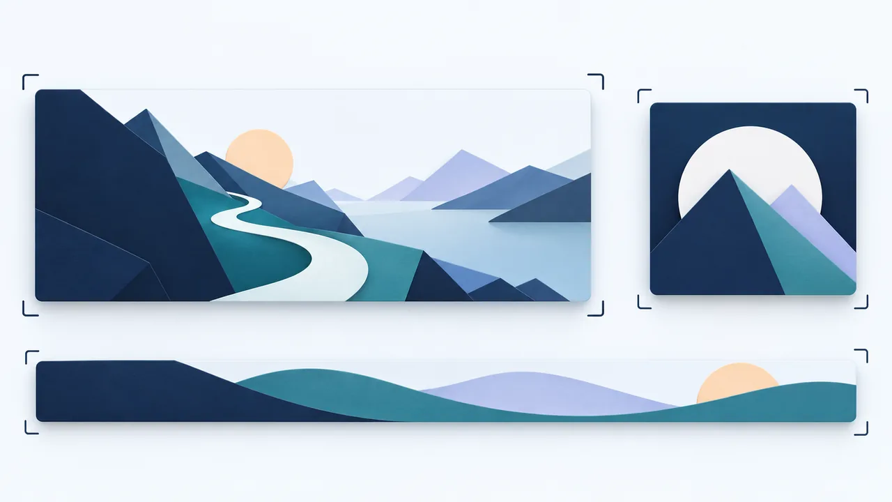 Separate landscape, square and banner images represent different LinkedIn placements.