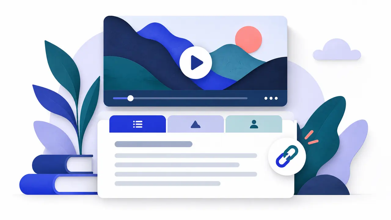 A video sits above an organized description and link section.